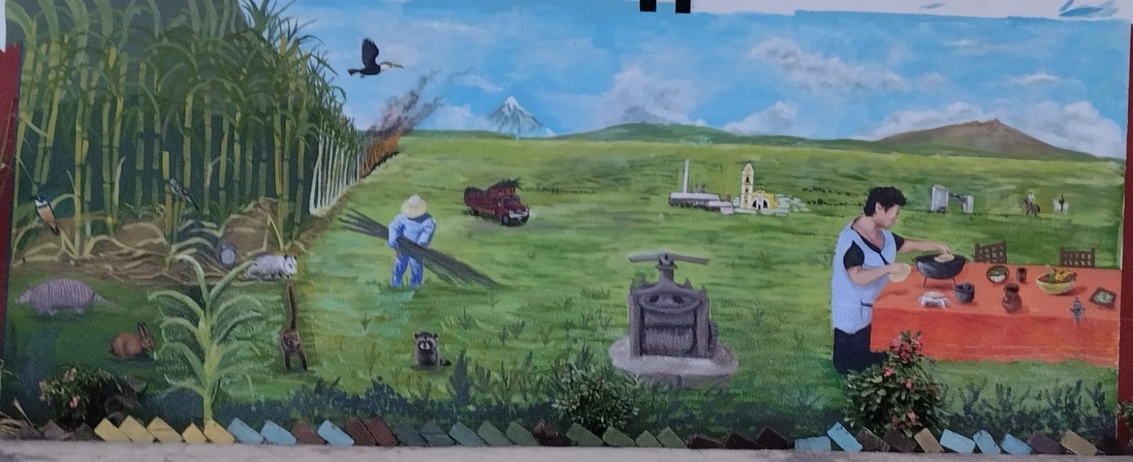 El mural biocultural comunitario de Mahuixtlán, en la foto que mandó la Dra. Vianey Torres Pelayo el 22 de septiembre de 2026.