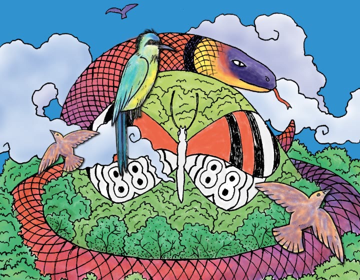 Ilustración de «Ala y Trino», observación de aves y mariposas · septiembre de 2026